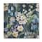 Designart - White and Blue Spring Flowers On Dark Blue - Traditional Print on Natural Pine Wood
